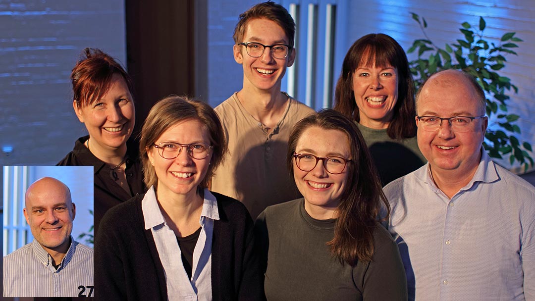 Vårt team av anställda, från vänster; Magnus, Linda, Sandra, Jonathan, Olivia, Anneli och Anders.